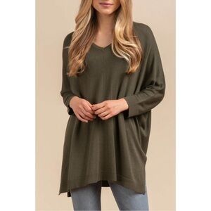 Laurie Felt Easy Pullover Sweater Size M/L Deep Olive N-neck NWOT